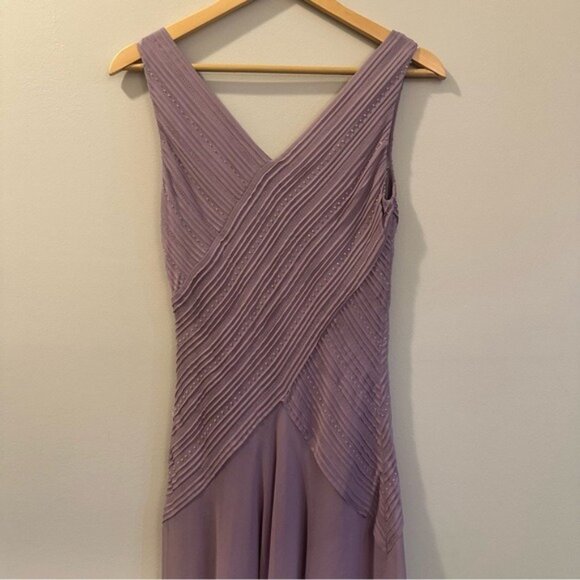 Talbots Fairycore Lilac Pure Silk Pleated Midi Dress Romantic Elegant Size 6 - Picture 6 of 10
